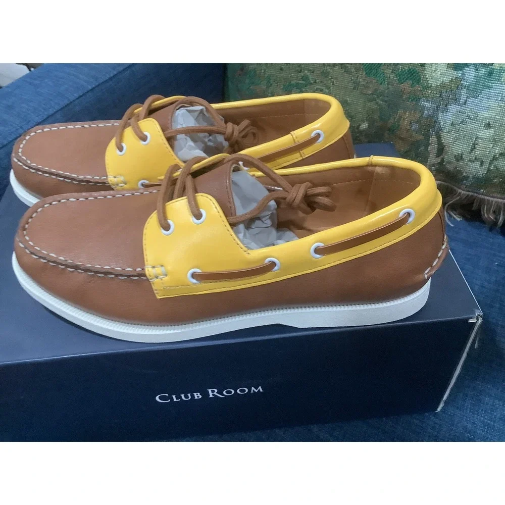 Club Room Men's Boat Shoes Tan Yellow Size 8.5